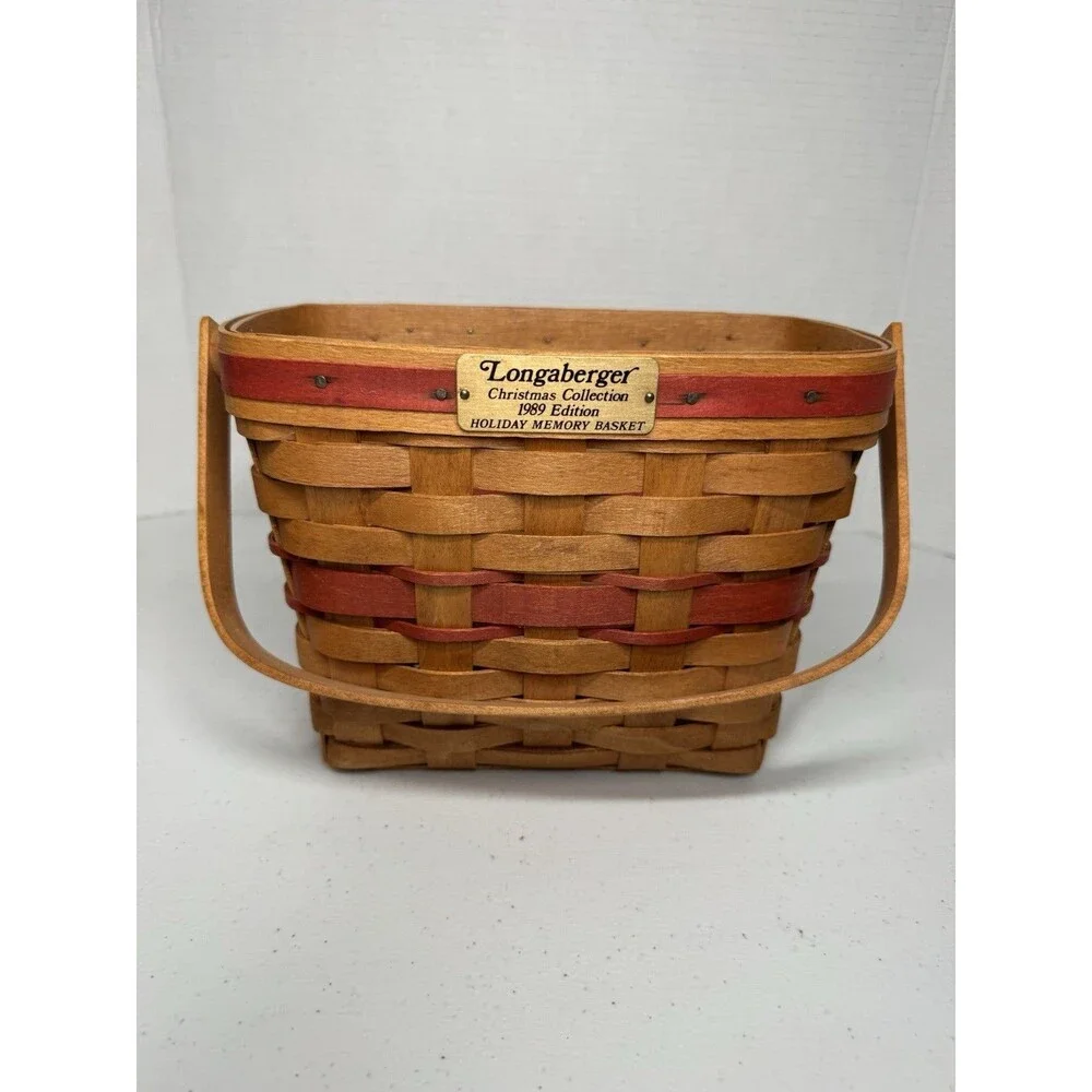 Vintage Longaberger Christmas Collection 1989 Edition Red Holiday Memory Basket